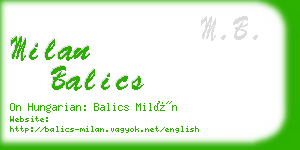 milan balics business card